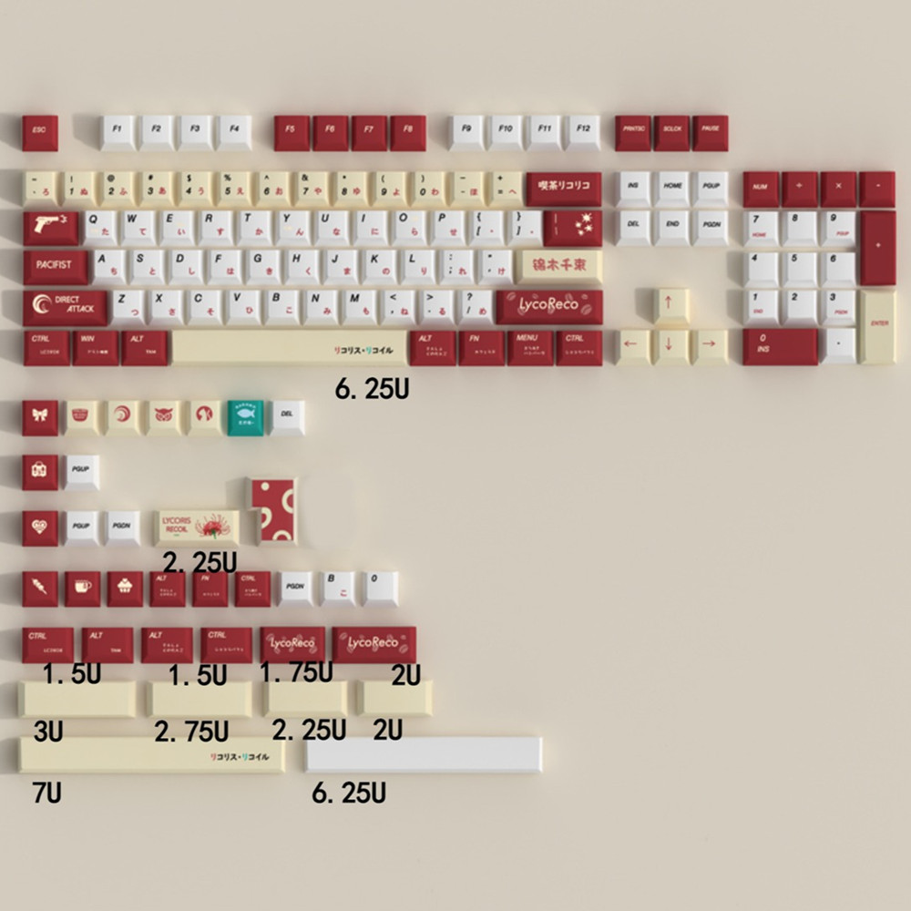 Lycoris Giật Anime PBT Keycap  - đánh giá và giá Gaming Keyboard Ergonomics